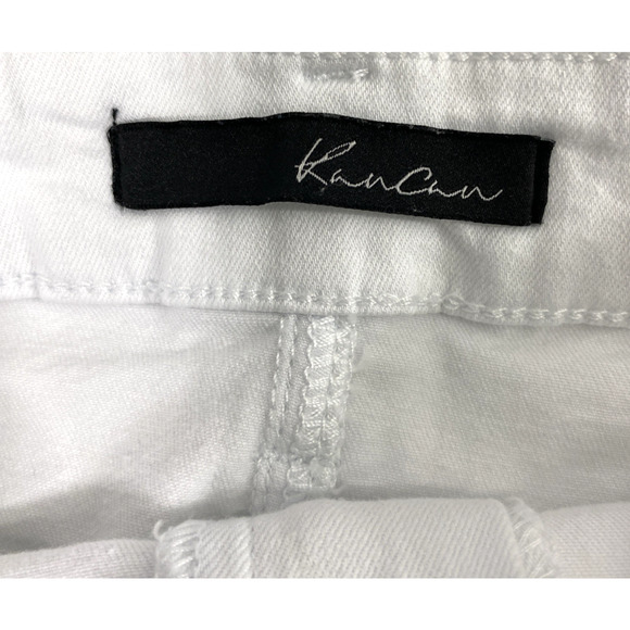 Kancan White Denim Skirt Womens Small Raw Hem Flounce Ruffle Pockets Festival - Picture 3 of 9